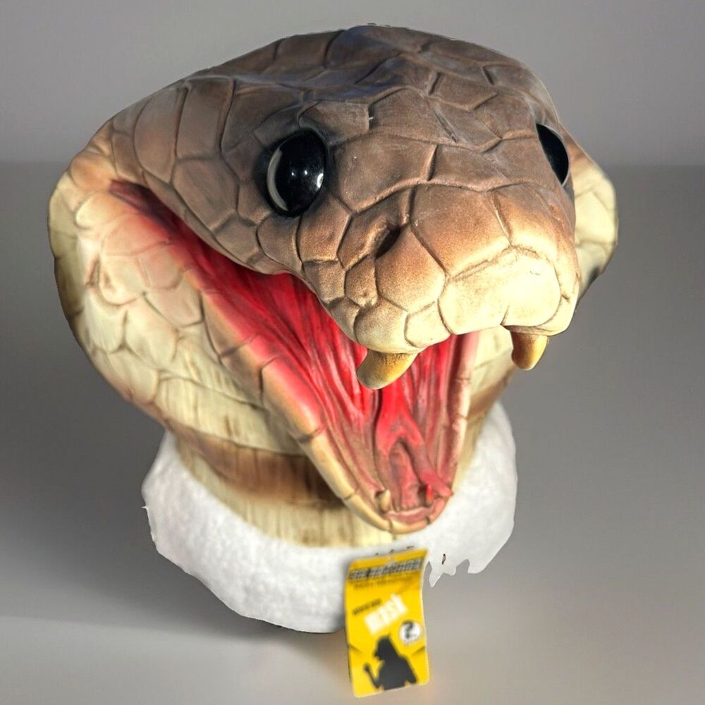 CreepyParty King Cobra Snake Latex Full Head Mask Halloween Costume  Cosplay NWT
